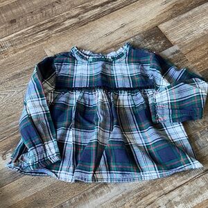 Gap kids tartan plaid cotton flannel holiday shirt size XS 4/5